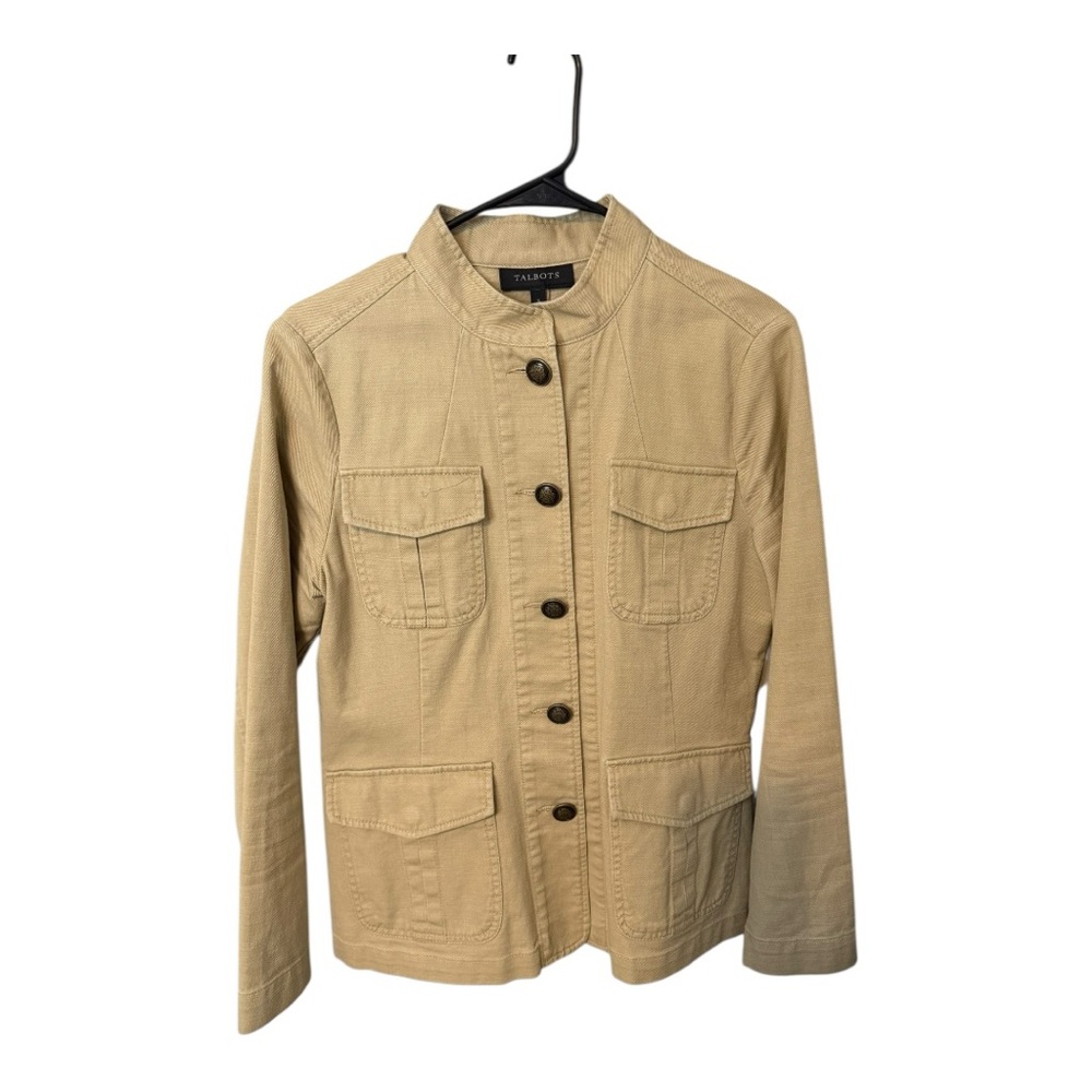 NWOT Talbots Women Tan Utility Jacket 100% cotton